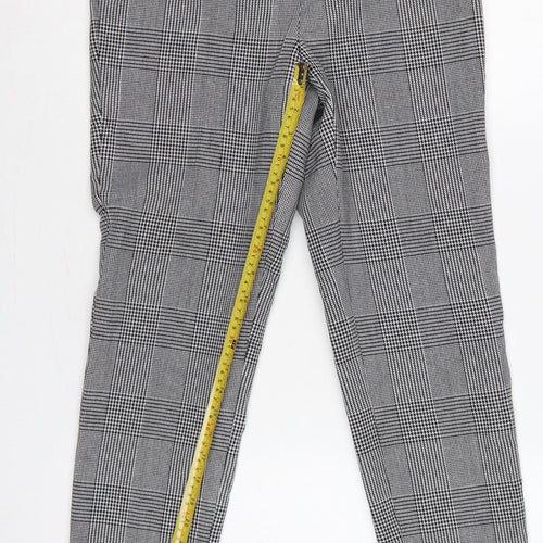 Marks and Spencer Women Grey Check Slim Tapered Trousers UK 8
