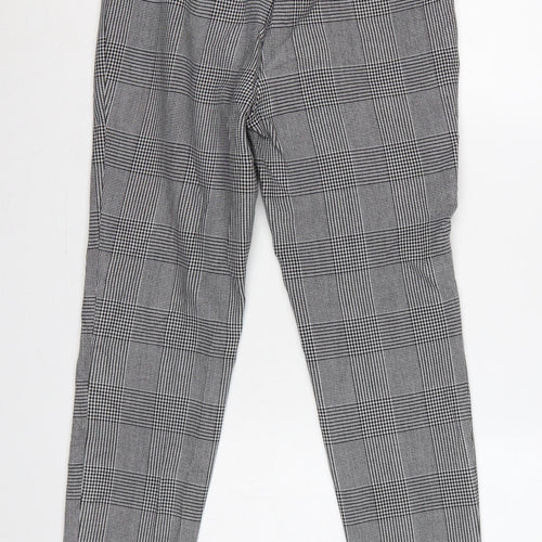 Marks and Spencer Women Grey Check Slim Tapered Trousers UK 8