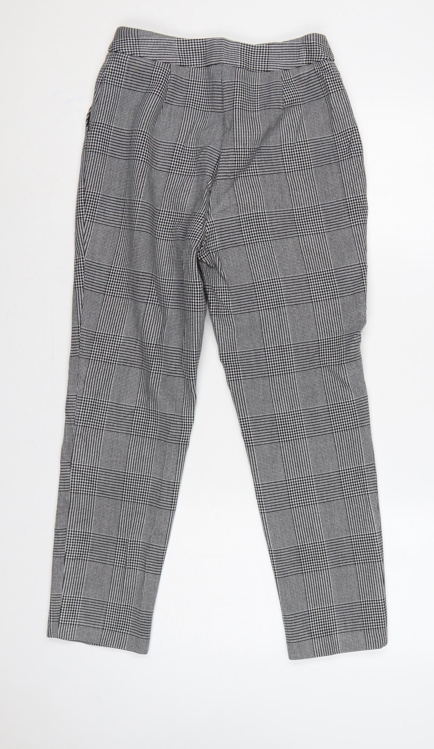 Marks and Spencer Women Grey Check Slim Tapered Trousers UK 8