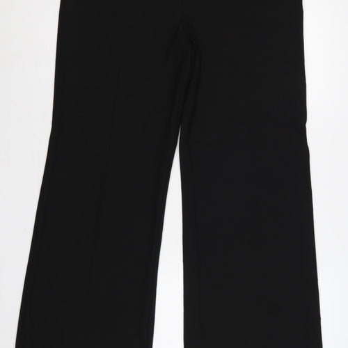 South Women Black UK 14 Wide-Leg Tailored Dress Trousers