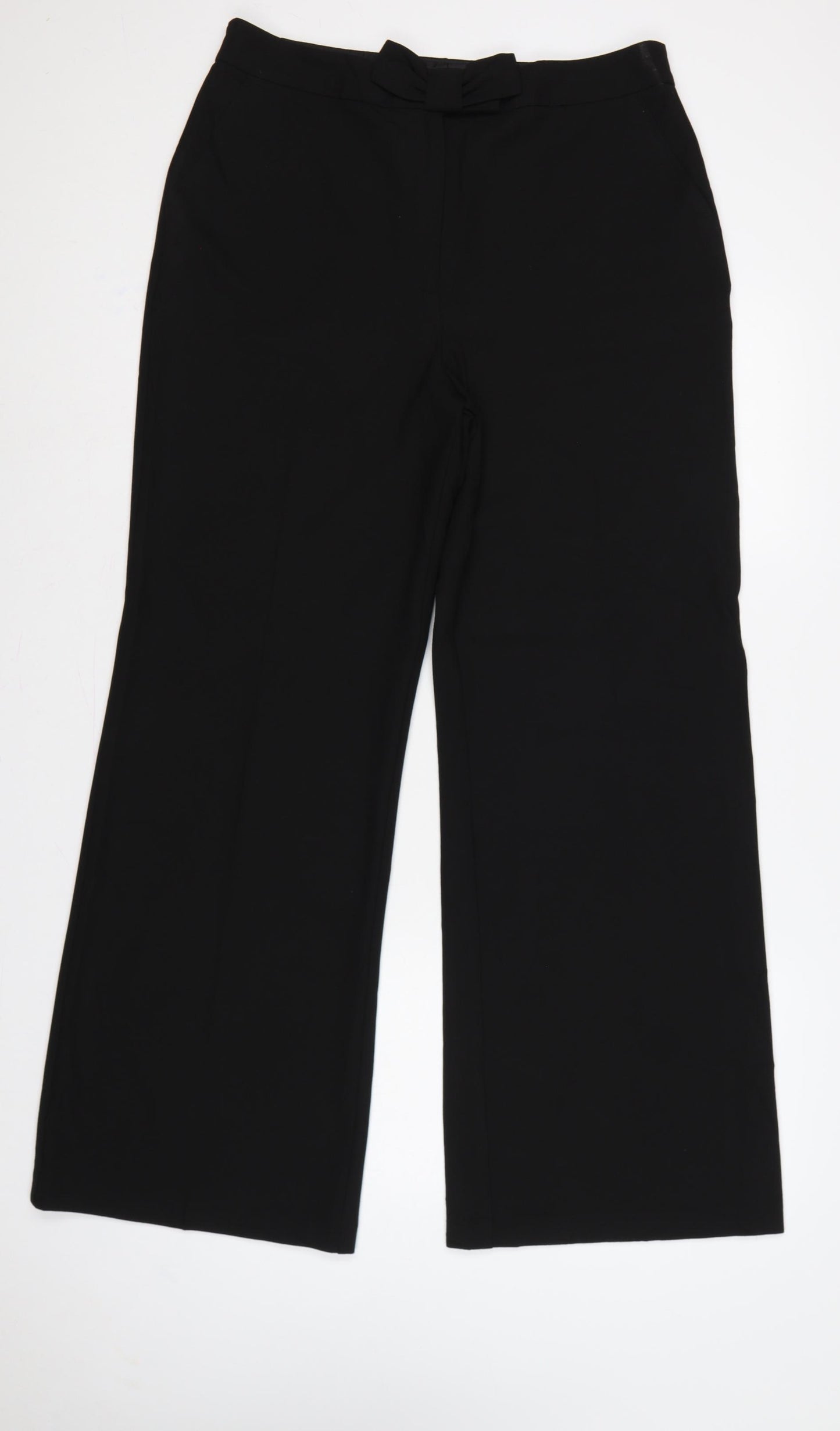 South Women Black UK 14 Wide-Leg Tailored Dress Trousers