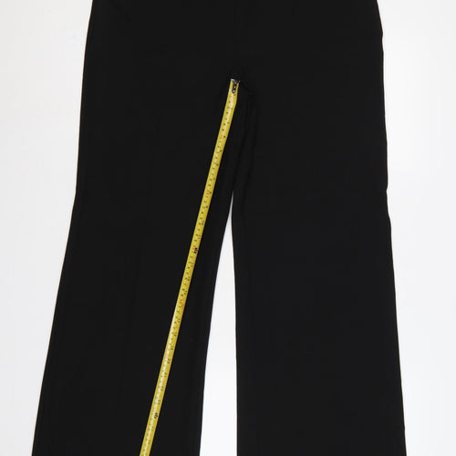 South Women Black UK 14 Wide-Leg Tailored Dress Trousers