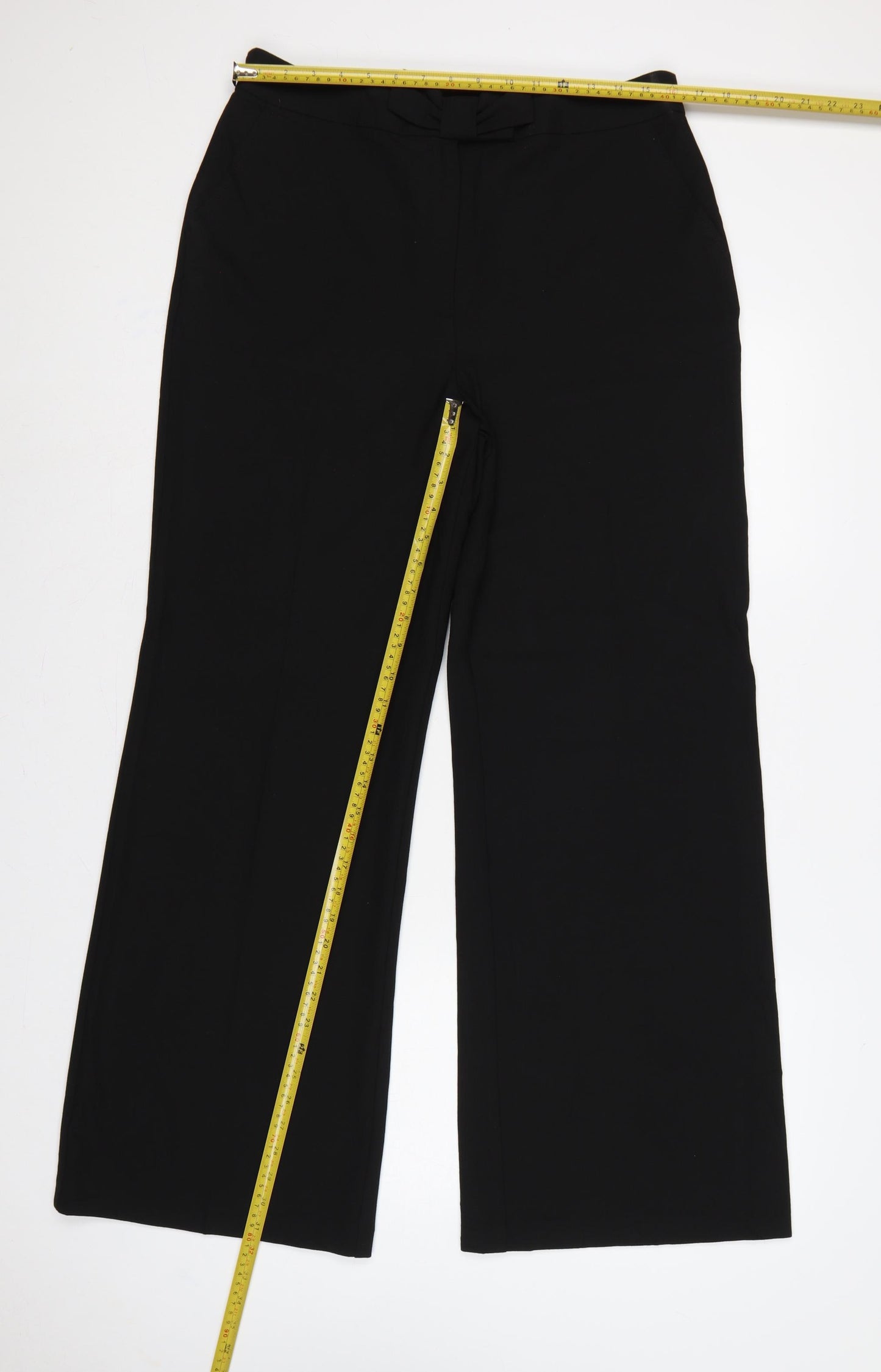 South Women Black UK 14 Wide-Leg Tailored Dress Trousers