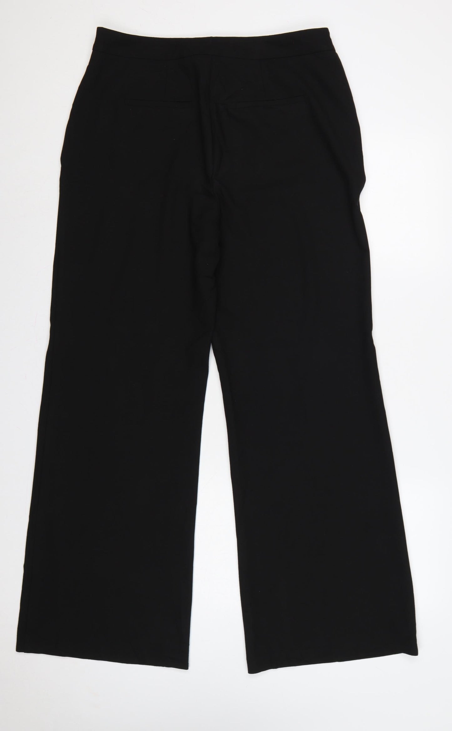 South Women Black UK 14 Wide-Leg Tailored Dress Trousers