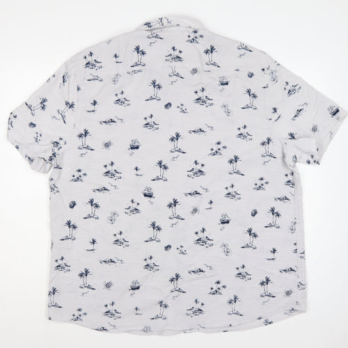 Marks and Spencer Men White 2XL Hawaiian Nautical Print Short Sleeve Shirt