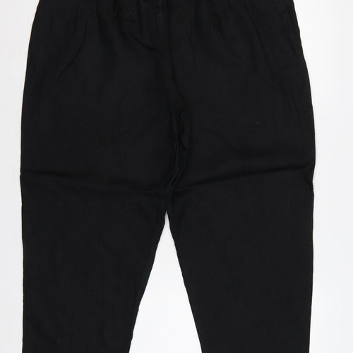 Marks and Spencer Womens Black UK 16 Paperbag Linen Blend Trousers