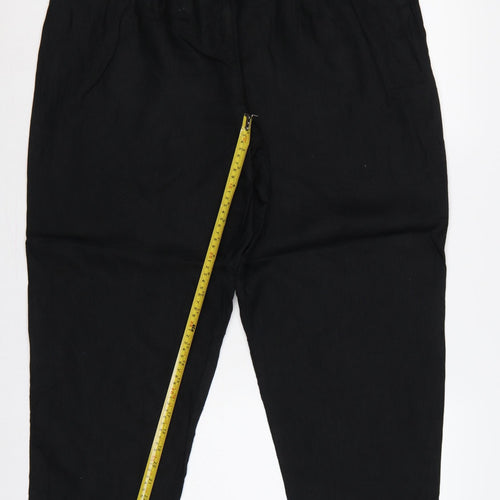 Marks and Spencer Womens Black UK 16 Paperbag Linen Blend Trousers