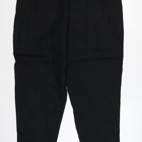 Marks and Spencer Womens Black UK 16 Paperbag Linen Blend Trousers