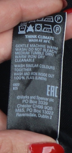 Marks and Spencer Womens Black UK 16 Paperbag Linen Blend Trousers