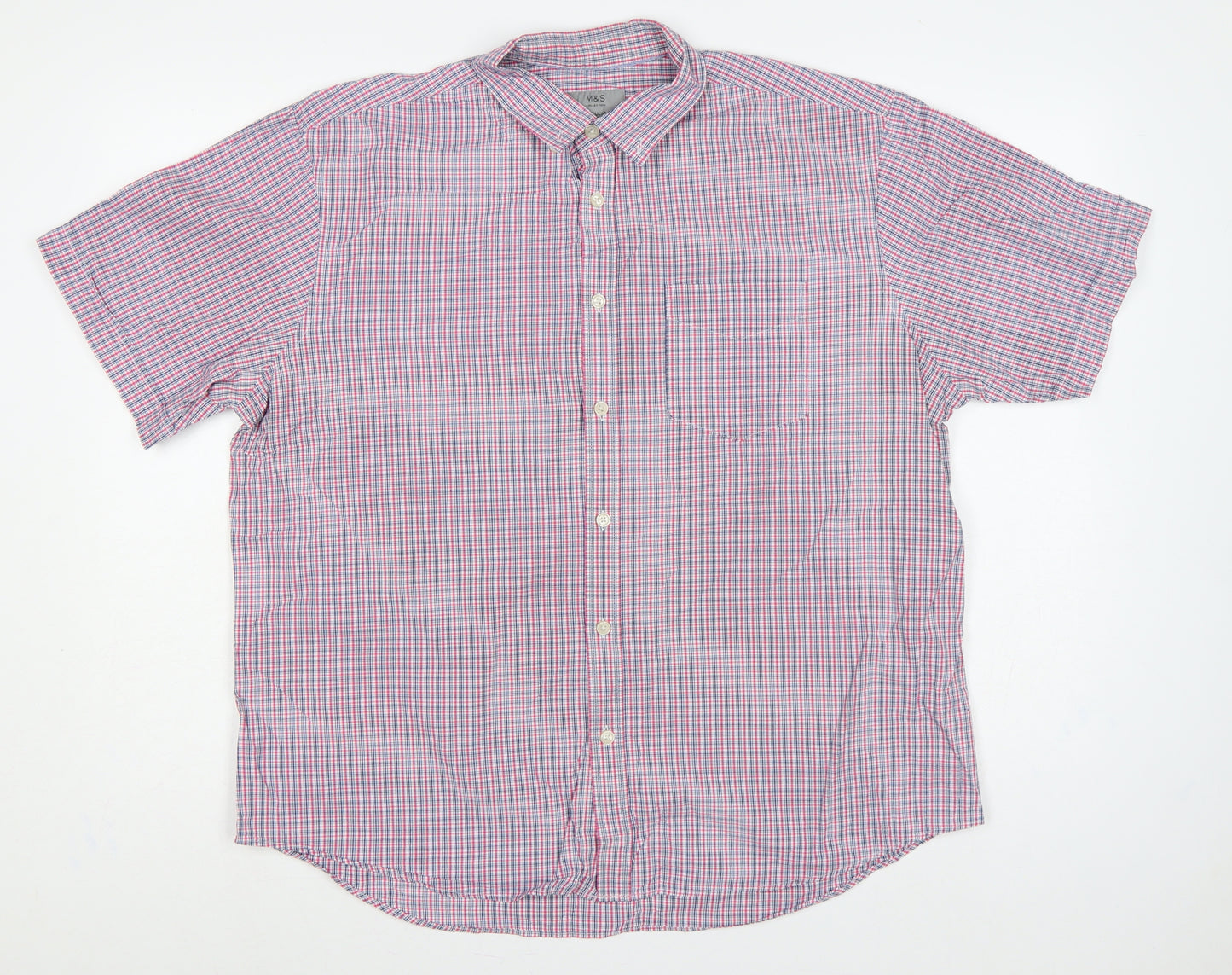 Marks & Spencer Men Multicoloured XL Classic Check Short Sleeve Shirt