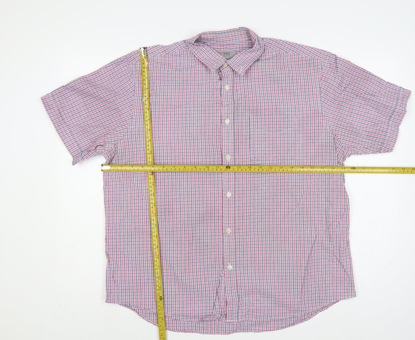 Marks & Spencer Men Multicoloured XL Classic Check Short Sleeve Shirt