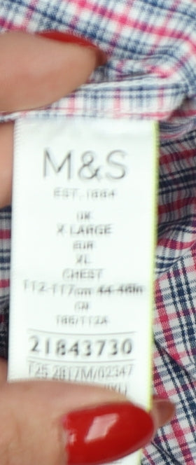 Marks & Spencer Men Multicoloured XL Classic Check Short Sleeve Shirt