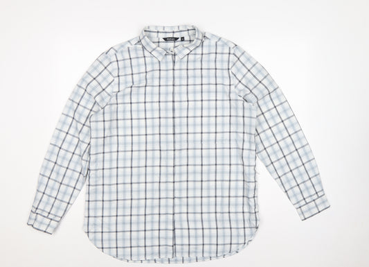 Rohan Women White Blue Check Long Sleeve Button-Up Shirt UK 14