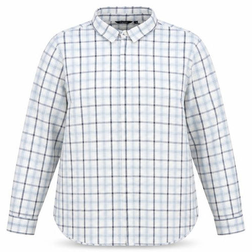 Rohan Women White Blue Check Long Sleeve Button-Up Shirt UK 14
