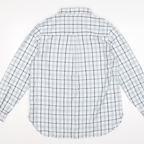 Rohan Women White Blue Check Long Sleeve Button-Up Shirt UK 14
