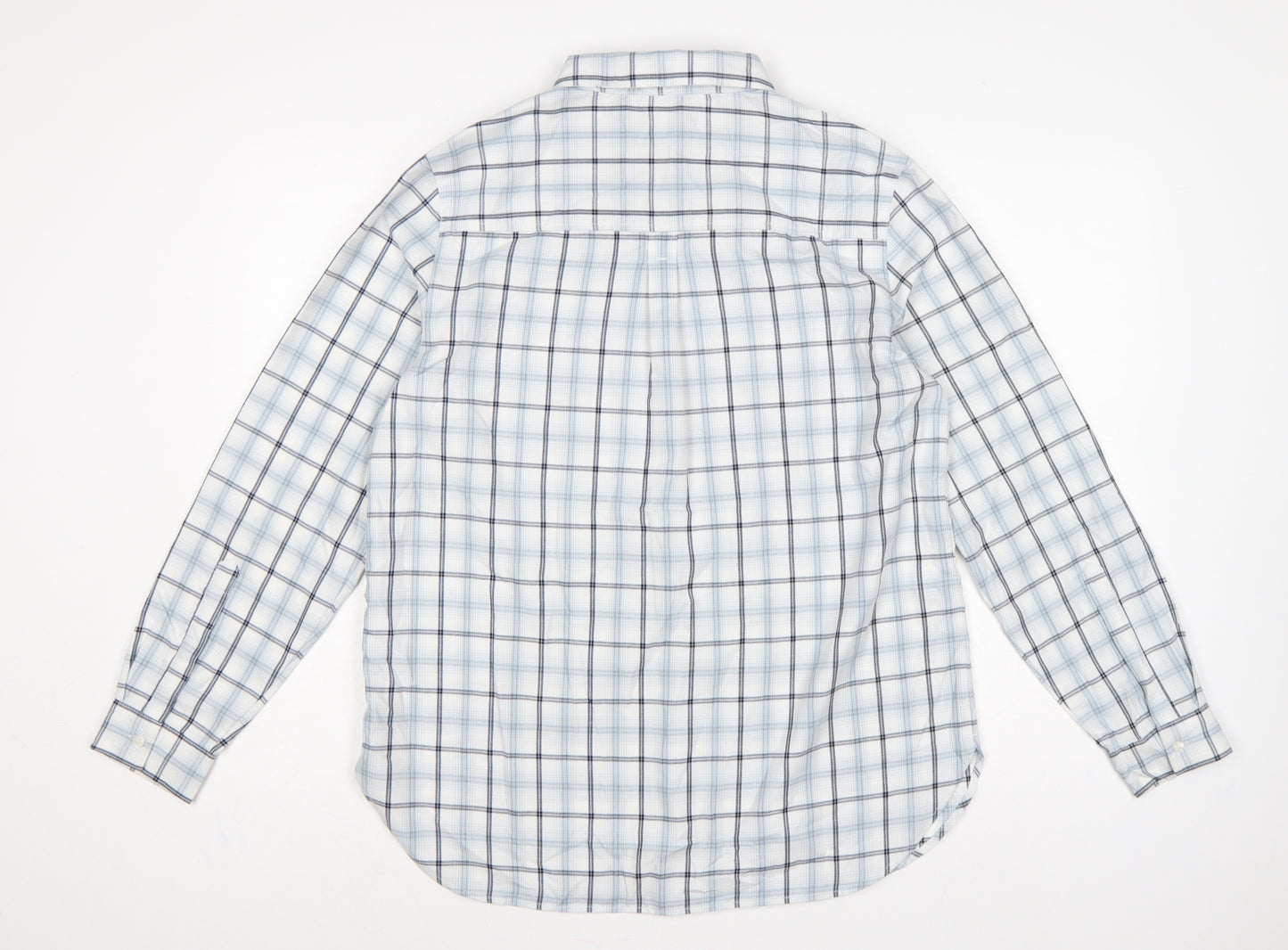 Rohan Women White Blue Check Long Sleeve Button-Up Shirt UK 14
