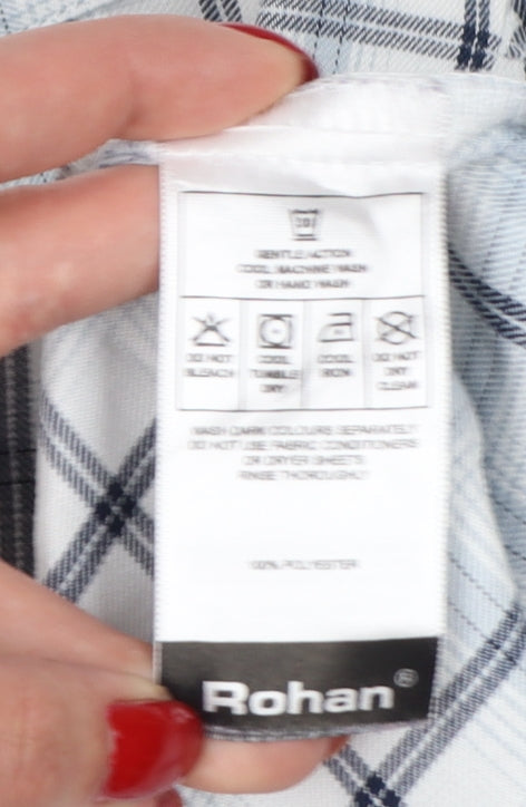 Rohan Women White Blue Check Long Sleeve Button-Up Shirt UK 14