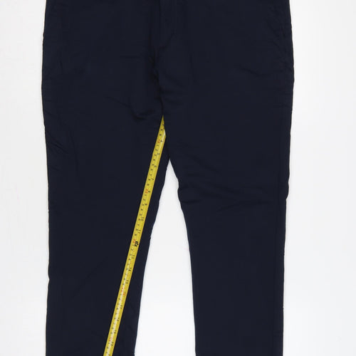 M&S Autograph Men's Blue 36in Slim Fit Chino Trousers Short 29in