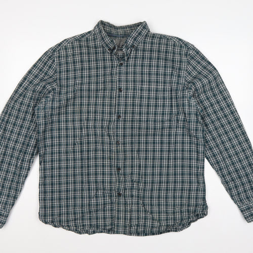 Marks and Spencer Men’s Green Check Button-Down Shirt 15.5 Regular