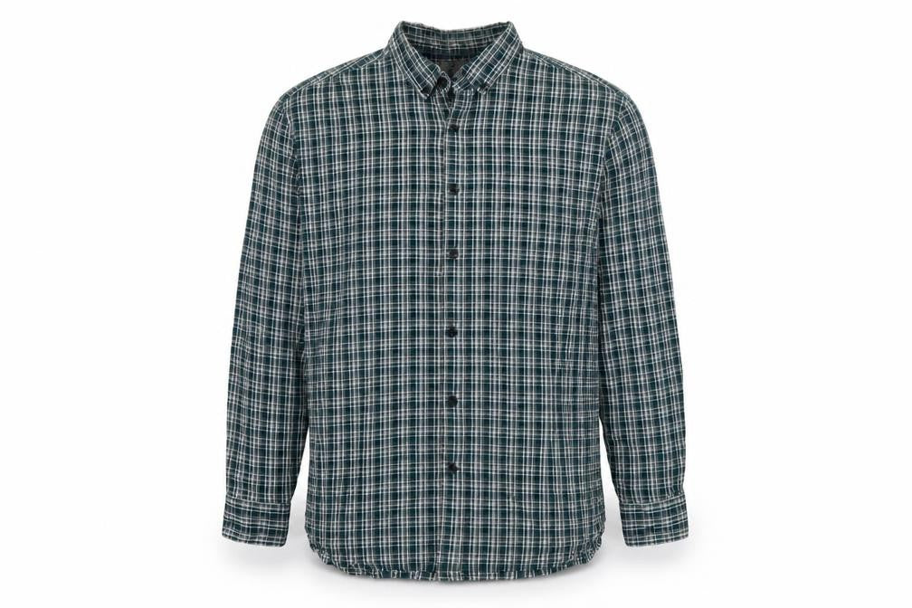 Front view of Marks & Spencer Men’s Green Check Button-Down Shirt 15.5 Regular