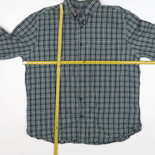 Marks and Spencer Men’s Green Check Button-Down Shirt 15.5 Regular
