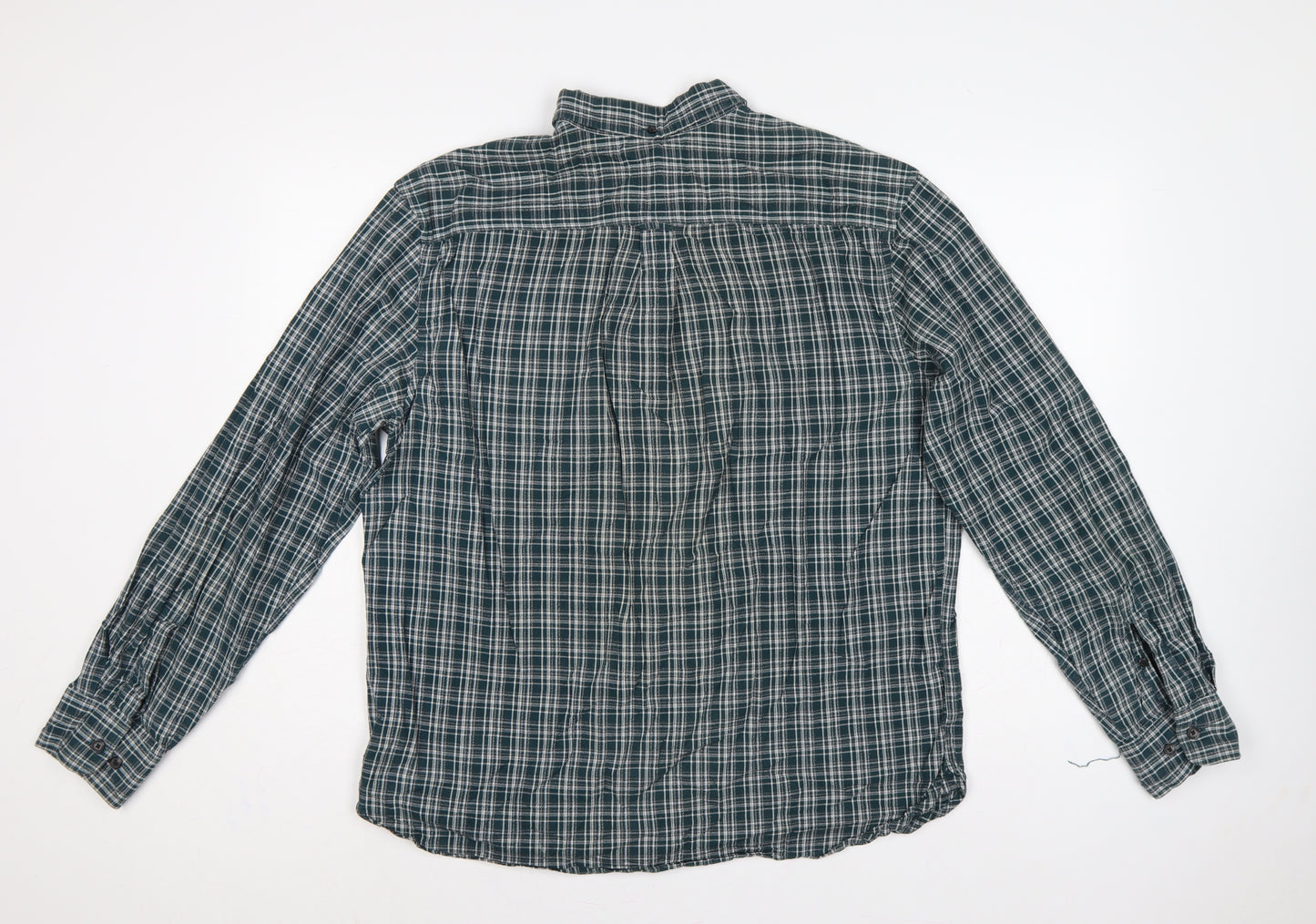 Marks and Spencer Men’s Green Check Button-Down Shirt 15.5 Regular