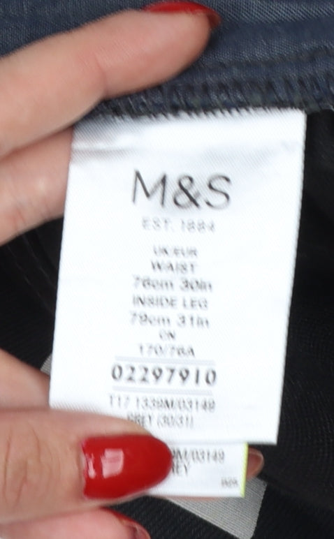 Marks and Spencer Men Black 30W 31L Slim Straight Stretch Jeans