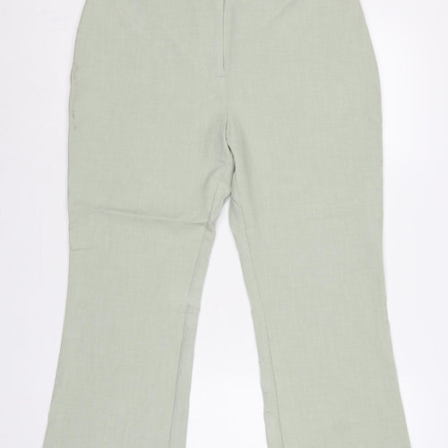 Marks & Spencer Women’s Pale Green UK 14 Regular Flared Linen Trousers