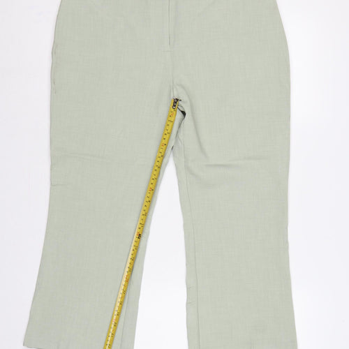 Marks & Spencer Women’s Pale Green UK 14 Regular Flared Linen Trousers