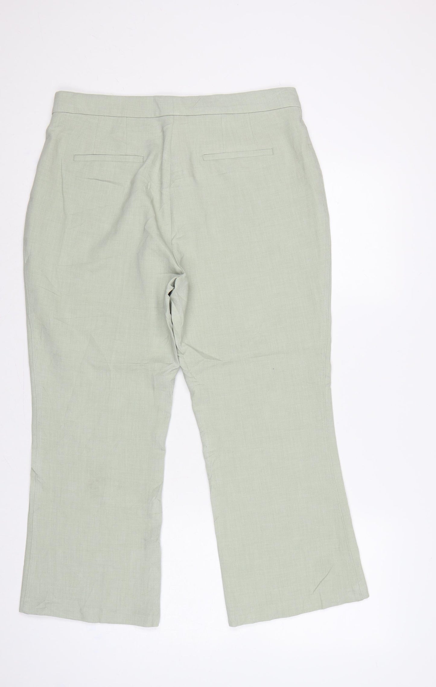 Marks & Spencer Women’s Pale Green UK 14 Regular Flared Linen Trousers