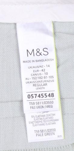 Marks & Spencer Women’s Pale Green UK 14 Regular Flared Linen Trousers