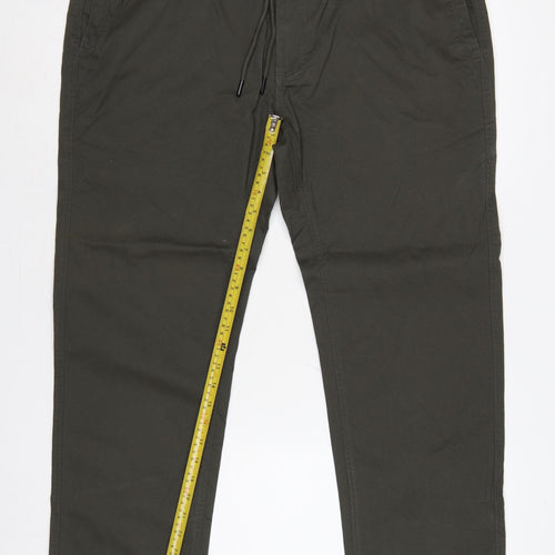 Marks and Spencer Men's Green XL Straight Fit Drawstring Trousers