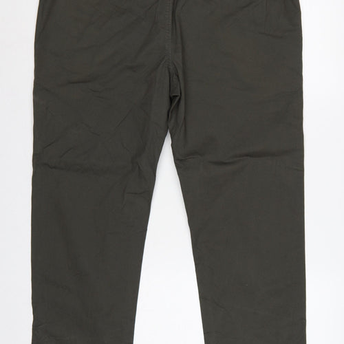 Marks and Spencer Men's Green XL Straight Fit Drawstring Trousers