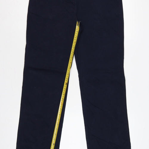 Marks and Spencer Women Blue UK 10 Regular Straight Chino Trousers