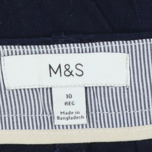 Marks and Spencer Women Blue UK 10 Regular Straight Chino Trousers