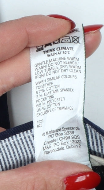 Marks and Spencer Women Blue UK 10 Regular Straight Chino Trousers