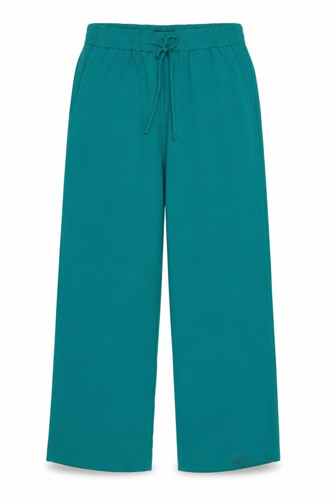 Marks and Spencer Women Green UK 12 Wide-Leg Drawstring Trousers