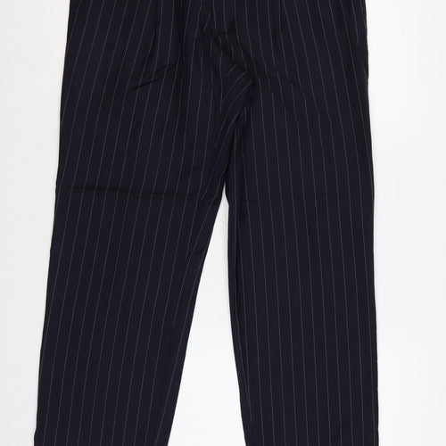 Marks & Spencer Men Blue Pinstripe Wool Dress Trousers 34 33