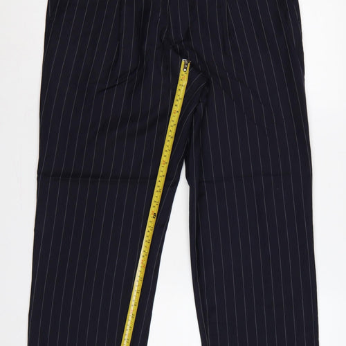 Marks & Spencer Men Blue Pinstripe Wool Dress Trousers 34 33