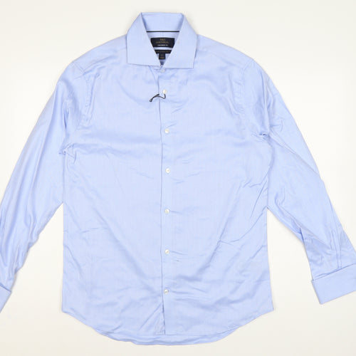 Marks & Spencer Men's Blue 15.5 Tailored Fit French Cuff Dress Shirt