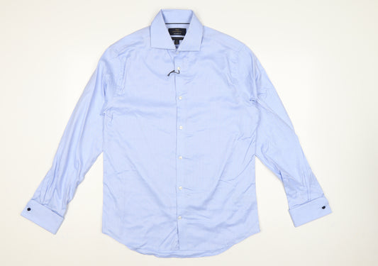 Marks & Spencer Men's Blue 15.5 Tailored Fit French Cuff Dress Shirt