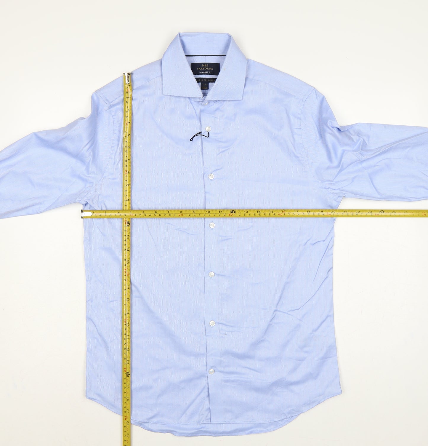 Marks & Spencer Men's Blue 15.5 Tailored Fit French Cuff Dress Shirt