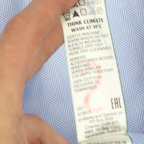 Marks & Spencer Men's Blue 15.5 Tailored Fit French Cuff Dress Shirt