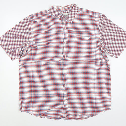 Cotton Oxford John Lewis Men’s XL Red Blue Check Short Sleeve Shirt