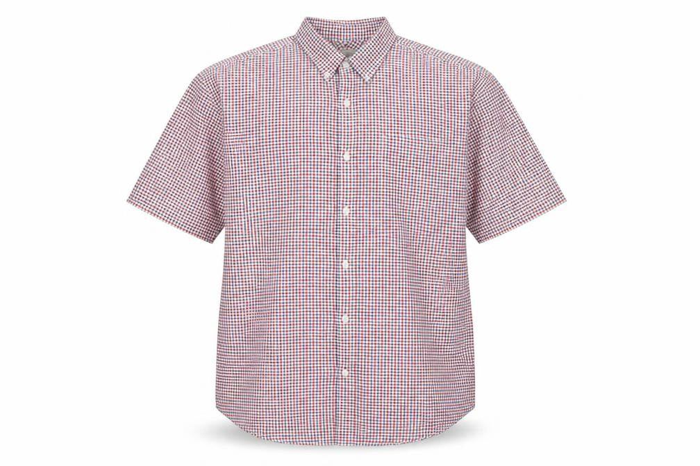 Cotton Oxford John Lewis Men’s XL Red Blue Check Short Sleeve Shirt