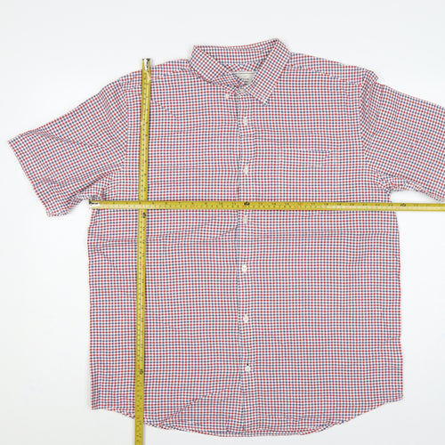 Cotton Oxford John Lewis Men’s XL Red Blue Check Short Sleeve Shirt
