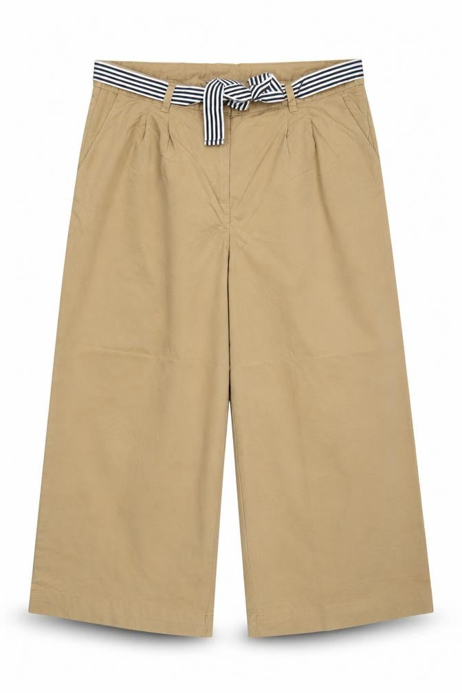 M&S Women’s Beige UK 20 High Rise Wide Leg Belted Trousers
