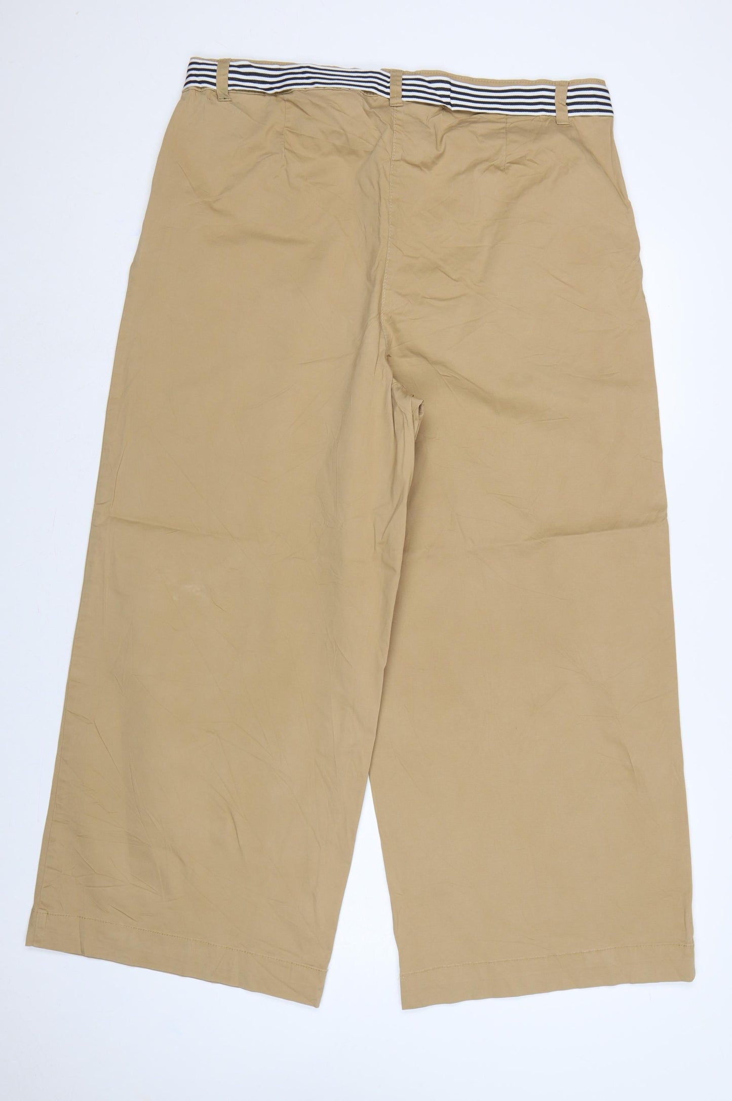 M&S Women’s Beige UK 20 High Rise Wide Leg Belted Trousers