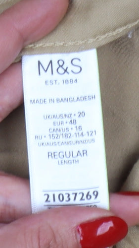 M&S Women’s Beige UK 20 High Rise Wide Leg Belted Trousers