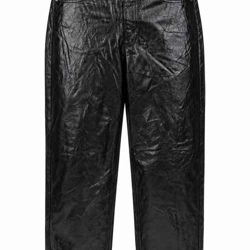 Marks & Spencer Women Black UK 8 Short Faux Leather Straight Trousers